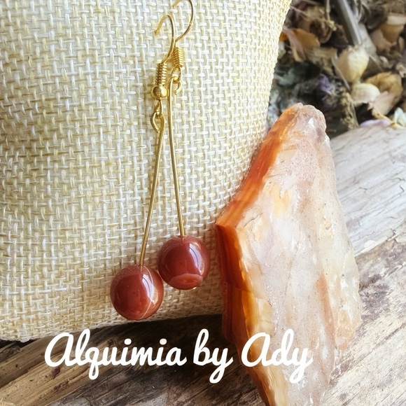 Alquimia Jewelry - Reddish-Brown Bead Drop Earrings • Grounded Elegance